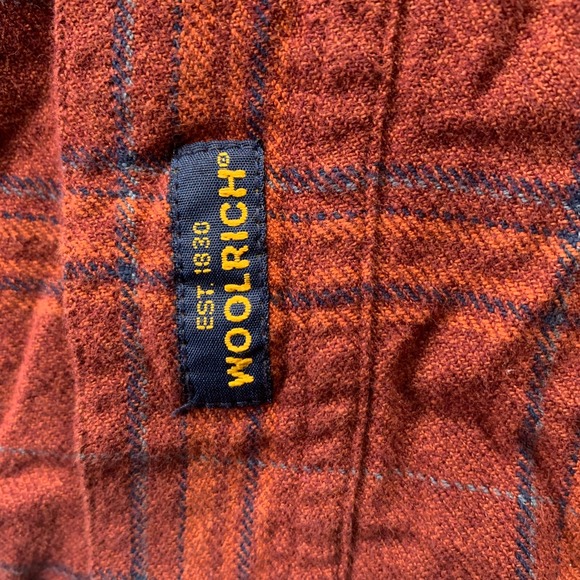 Vintage Woolrich Mens Rust Plaid Long Sleeve Button Down Shirt XL Cotton - Picture 11 of 12